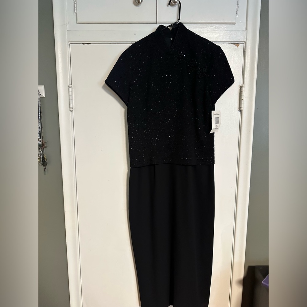 Black Cheongsam Evening Dress (NWT) Vintage Formal / Jessica Howard Size 16 Prom